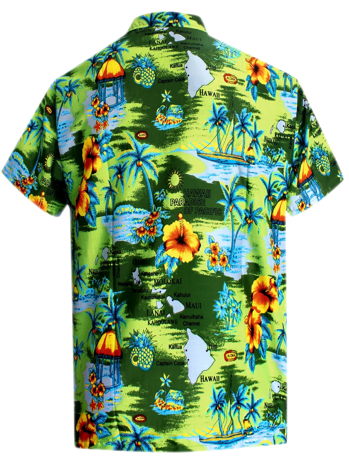 LA LEELA Shirt Casual Button Down Short Sleeve Beach Shirt Men Aloha Pocket shirt Green_W191