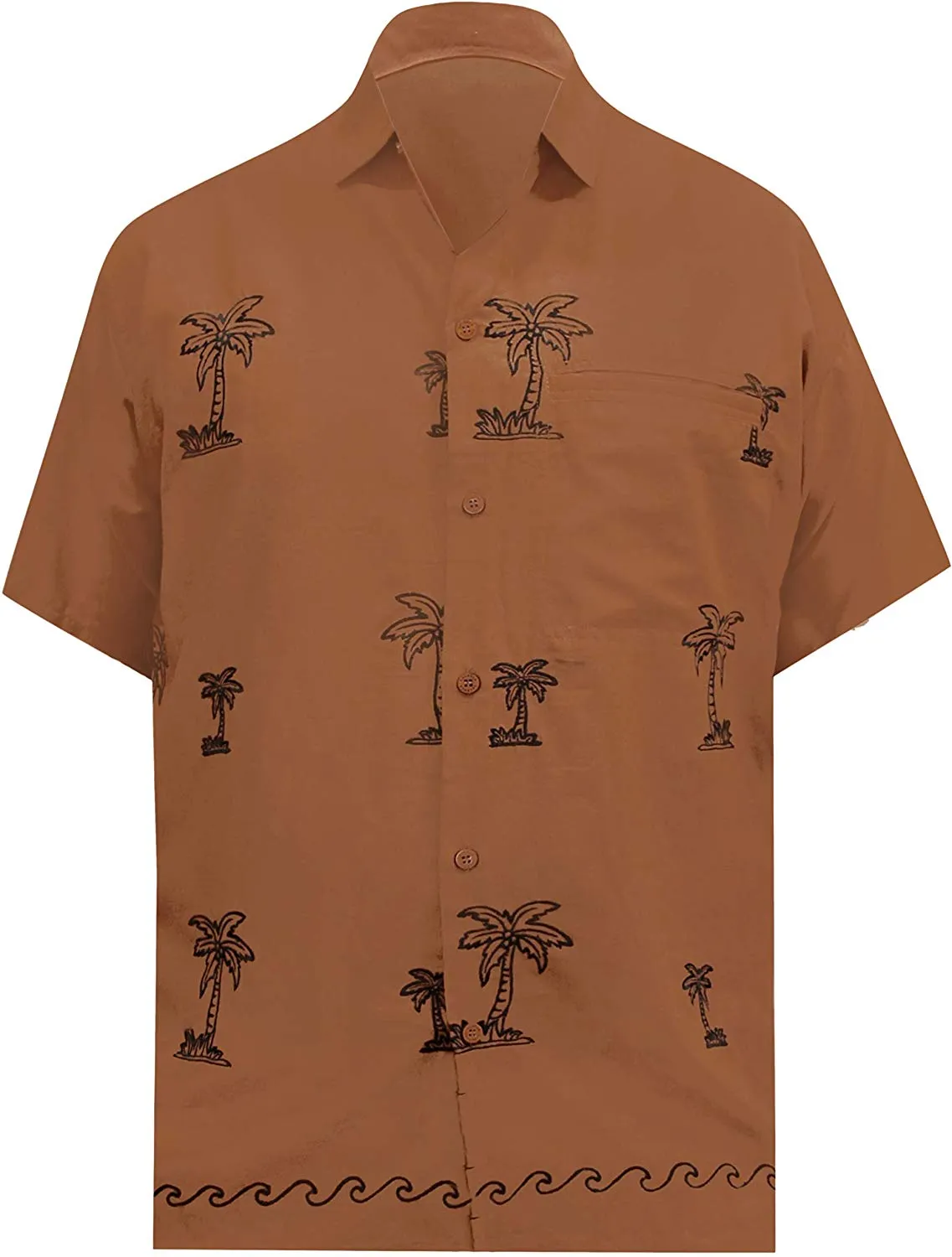 LA LEELA Shirt Casual Button Down Short Sleeve Beach Shirt Men Embroidered 170