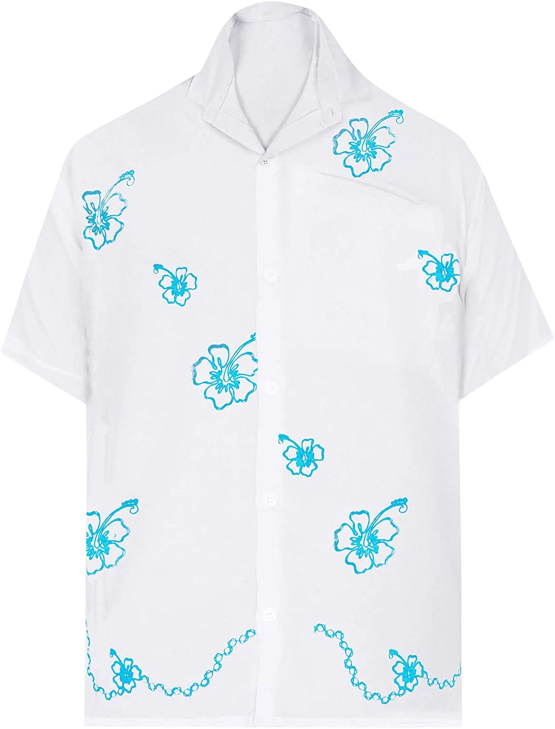 LA LEELA Shirt Casual Button Down Short Sleeve Beach Shirt Men Embroidered 170