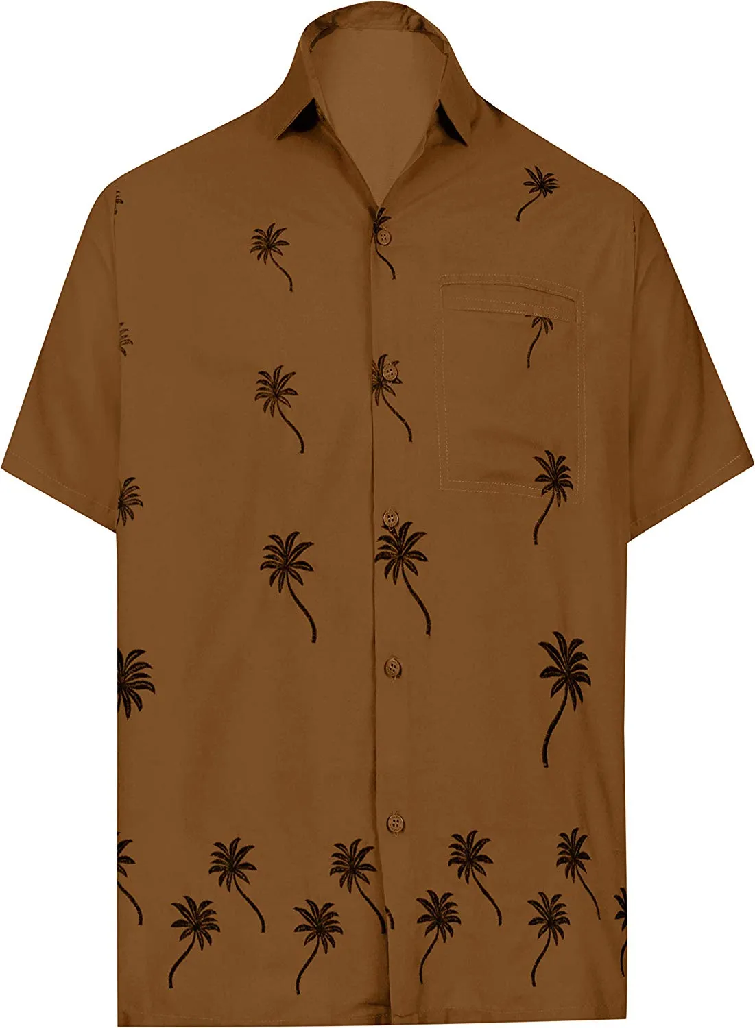 LA LEELA Shirt Casual Button Down Short Sleeve Beach Shirt Men Embroidered 170