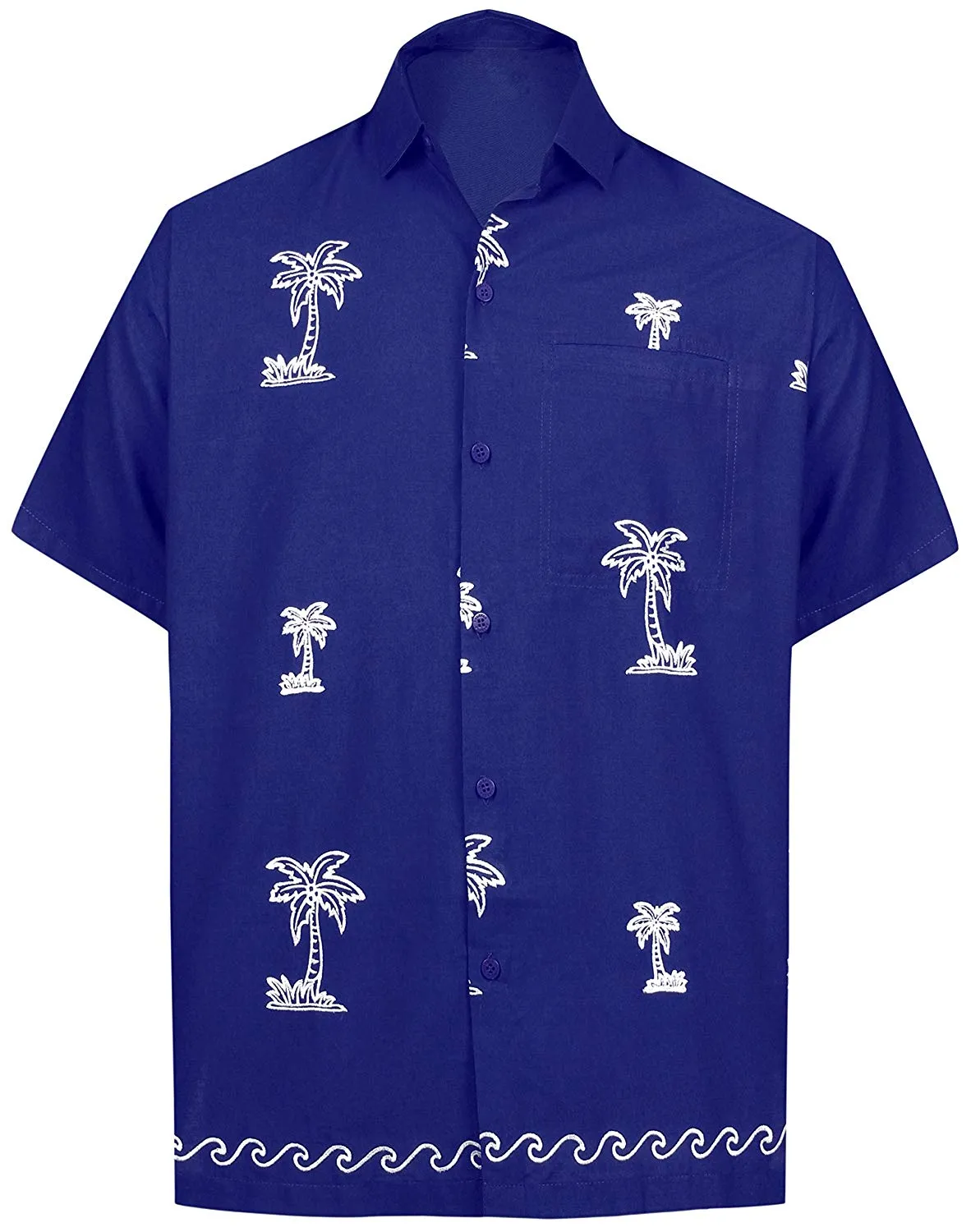 LA LEELA Shirt Casual Button Down Short Sleeve Beach Shirt Men Embroidered 170