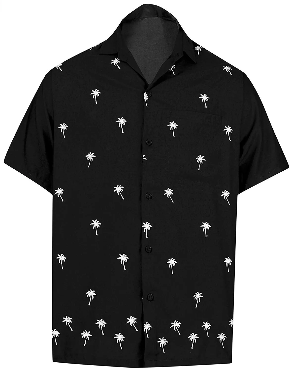 LA LEELA Shirt Casual Button Down Short Sleeve Beach Shirt Men Embroidered 170