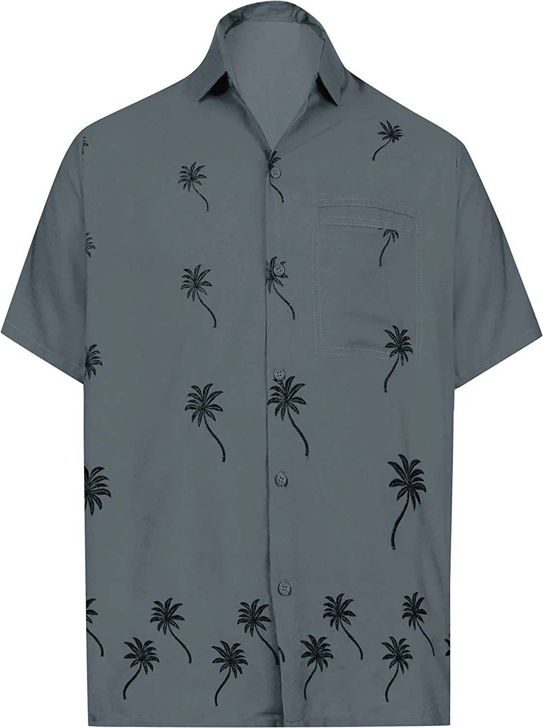 LA LEELA Shirt Casual Button Down Short Sleeve Beach Shirt Men Embroidered 170