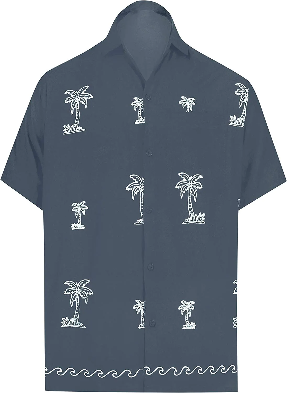 LA LEELA Shirt Casual Button Down Short Sleeve Beach Shirt Men Embroidered 170