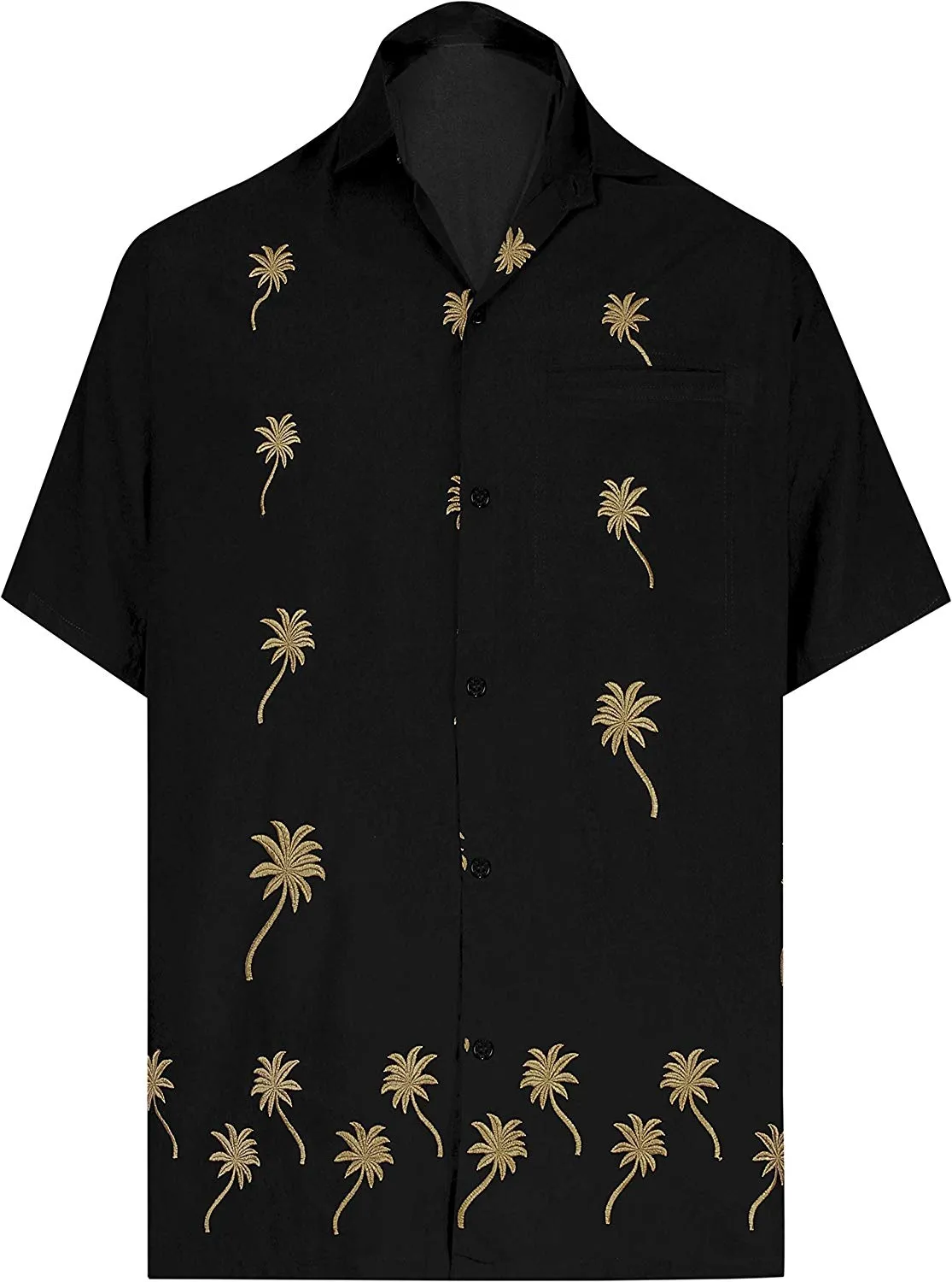 LA LEELA Shirt Casual Button Down Short Sleeve Beach Shirt Men Embroidered 170