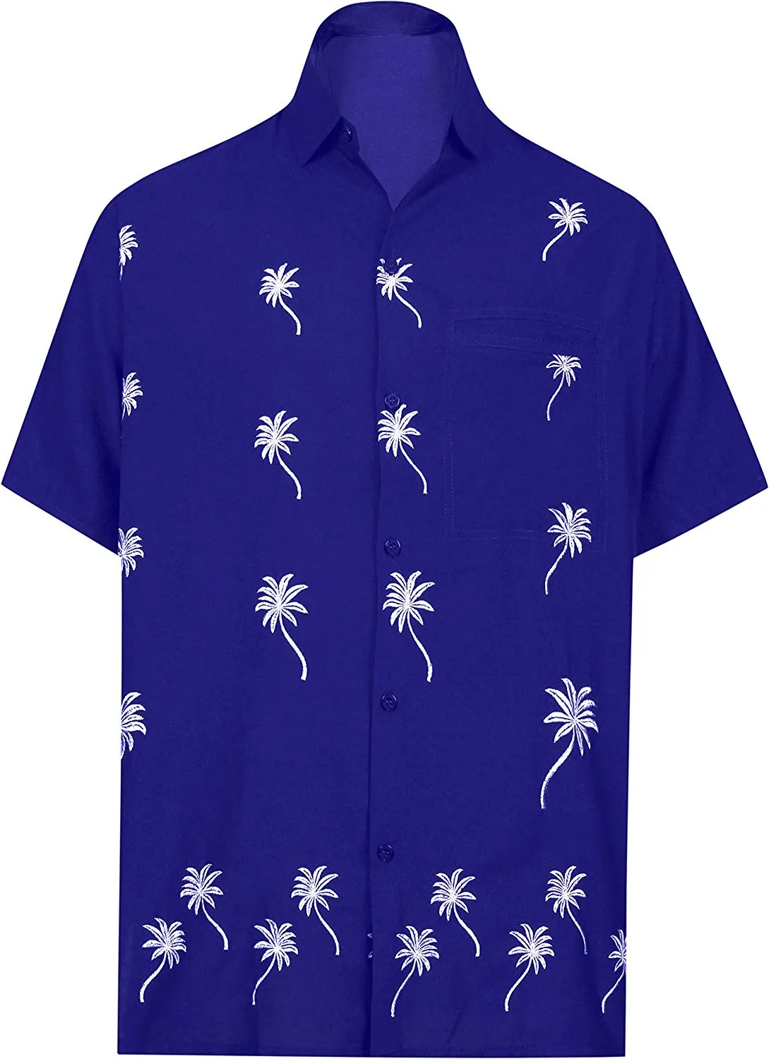 LA LEELA Shirt Casual Button Down Short Sleeve Beach Shirt Men Embroidered 170