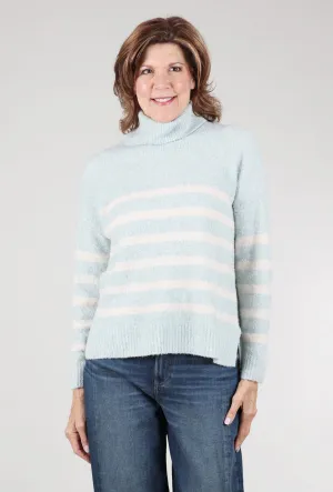 Lofted Stripe Tneck Sweater, Frost