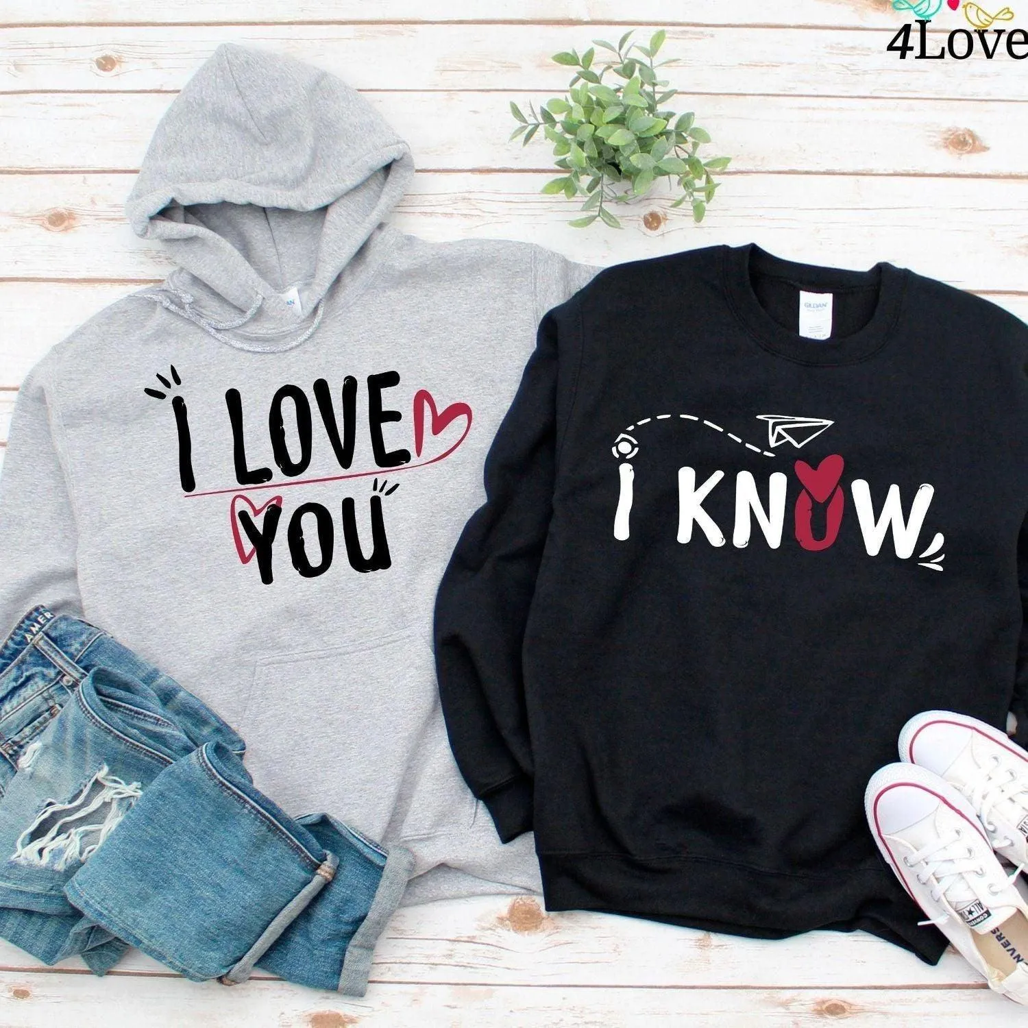 Lovely Matching Outfits for Couples: 'I Love You I Know' Hoodies & Sweatshirts