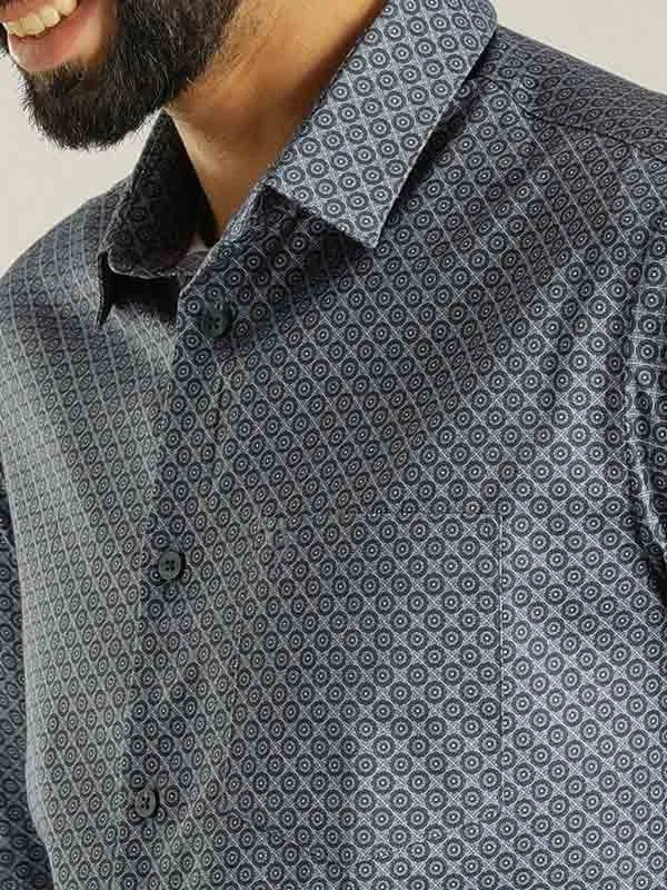 Men Printed Full Sleeve Cotton Stretch Shirt