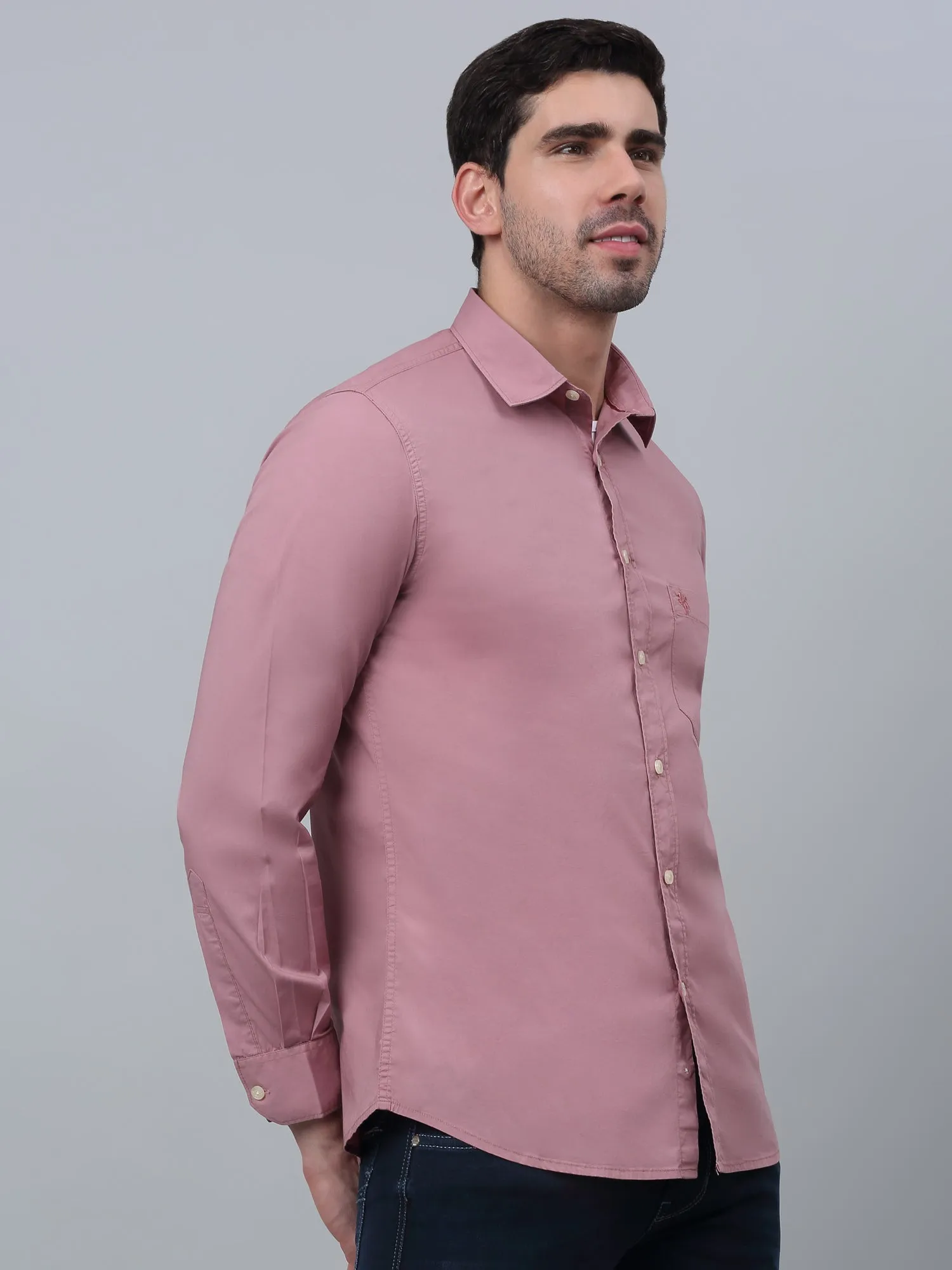 Men's Dark Mauve Casual Plain Full Sleeve Shirt