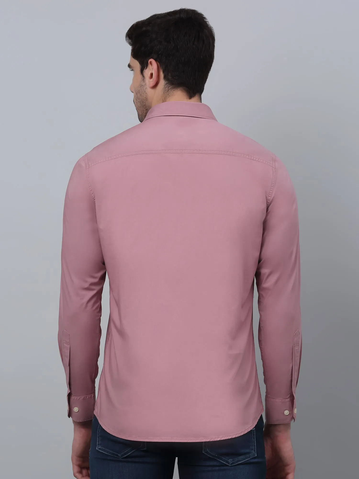 Men's Dark Mauve Casual Plain Full Sleeve Shirt