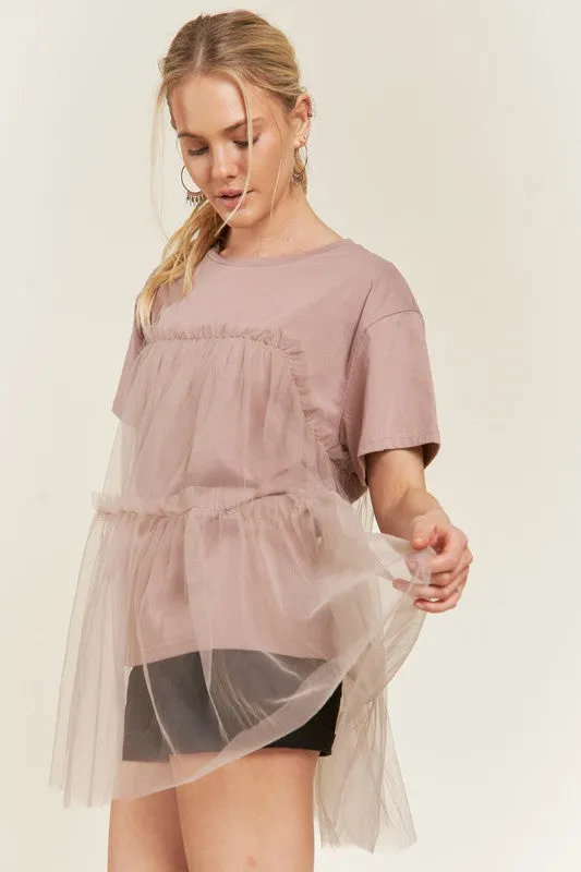 MESH TULLE MIX T-SHIRTS