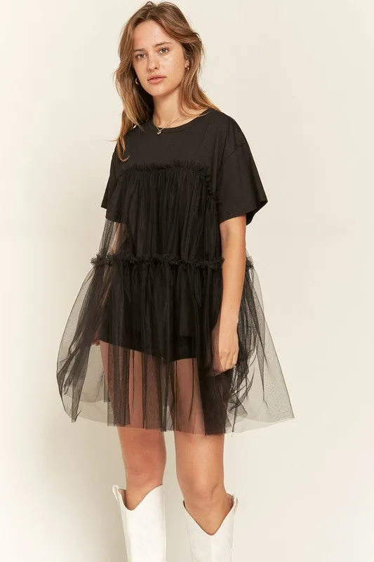 MESH TULLE MIX T-SHIRTS