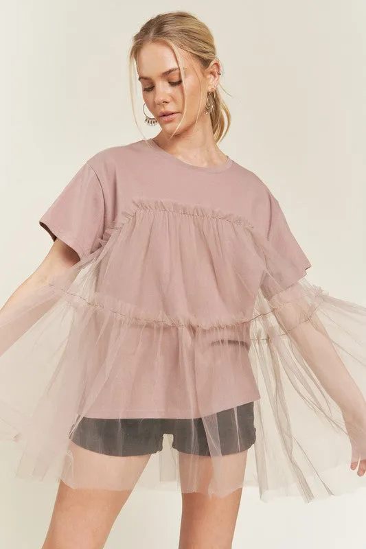 MESH TULLE MIX T-SHIRTS