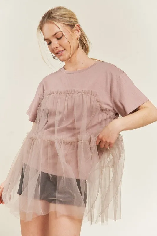 MESH TULLE MIX T-SHIRTS