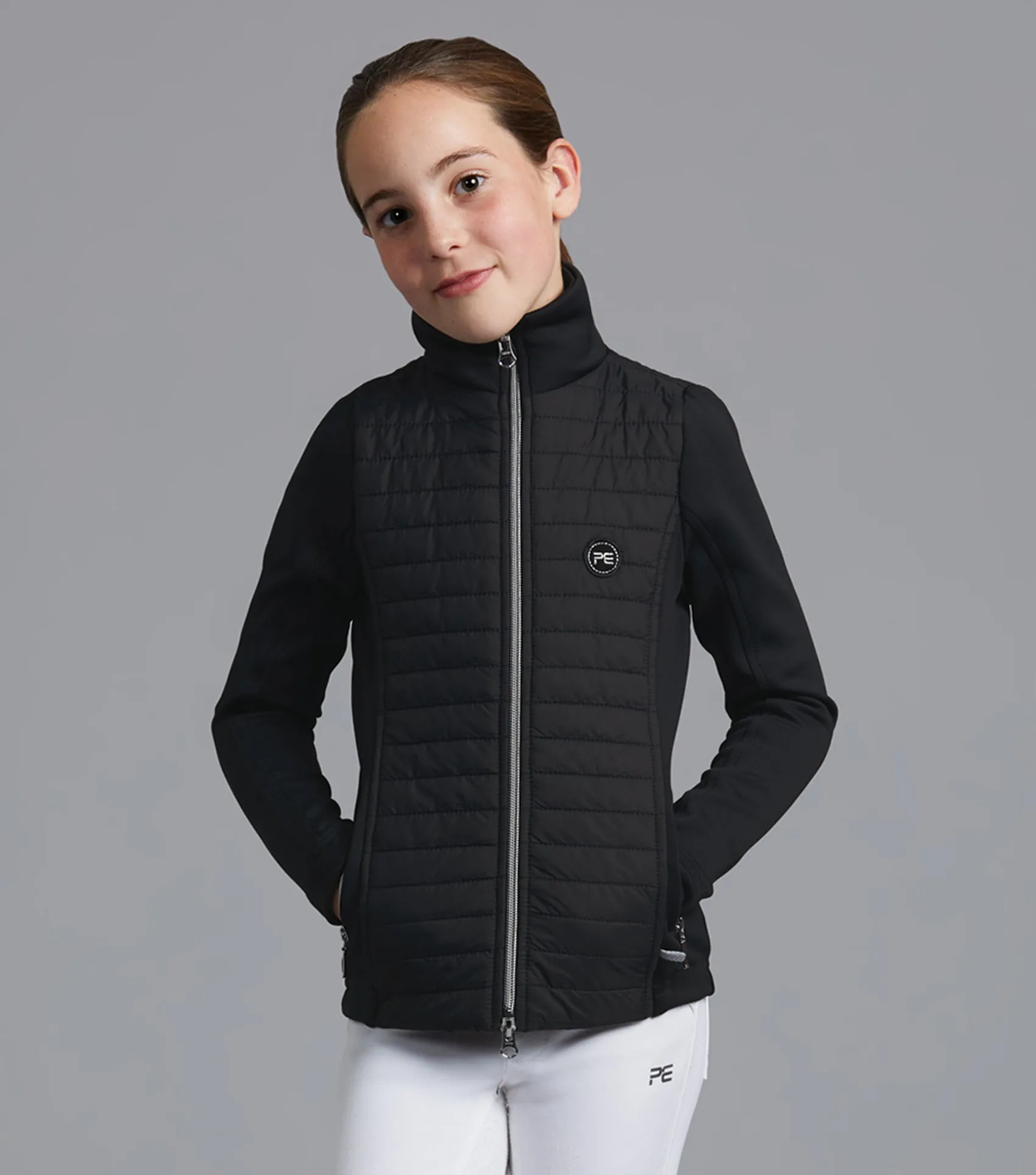 Mini Elena Girl's Hybrid Riding Jacket Black