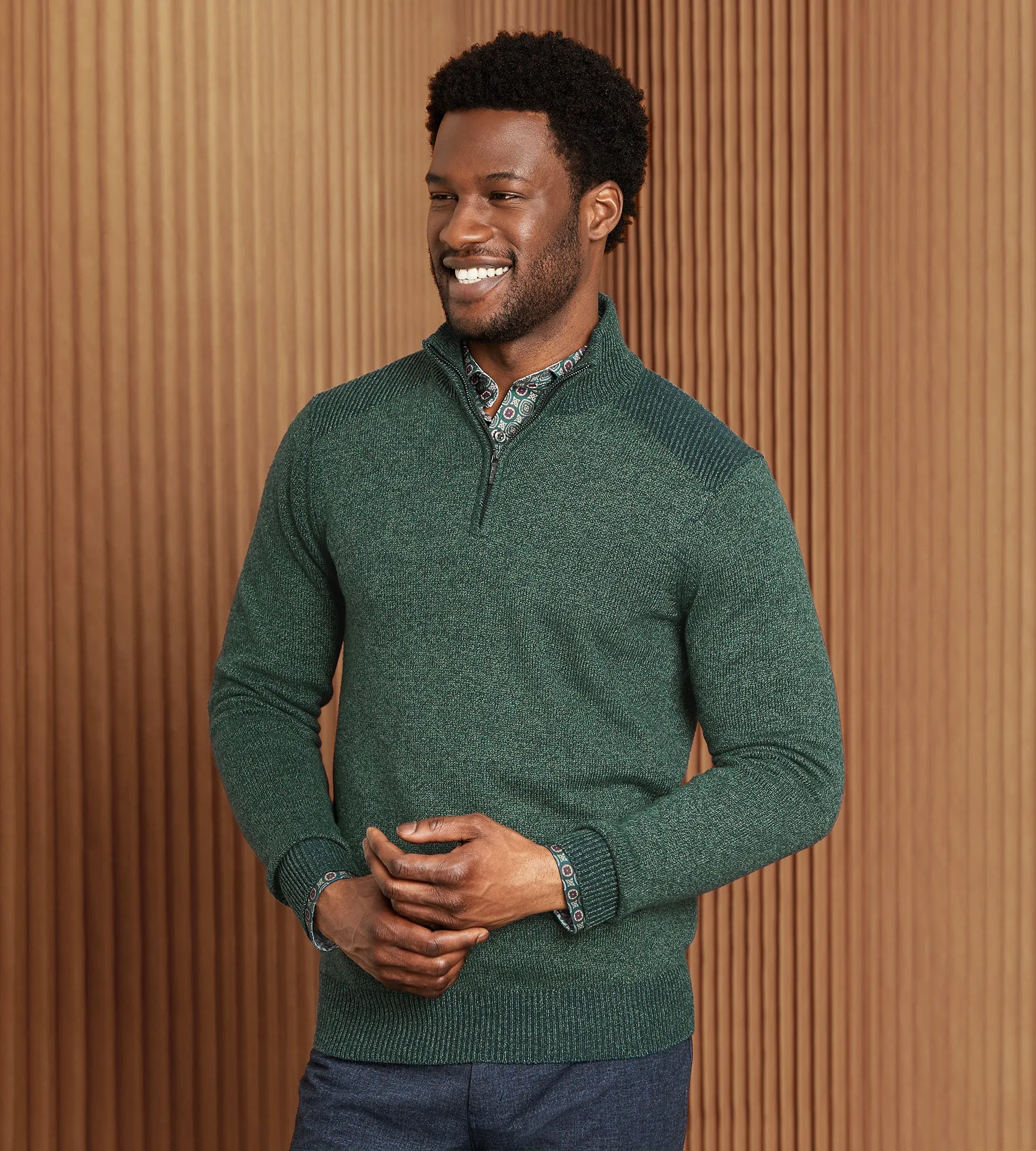 Modern Fit Long Sleeve Quarter-Zip Sweater