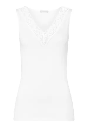 Moments Lace Trim Cotton Tank Top | White 71486-101