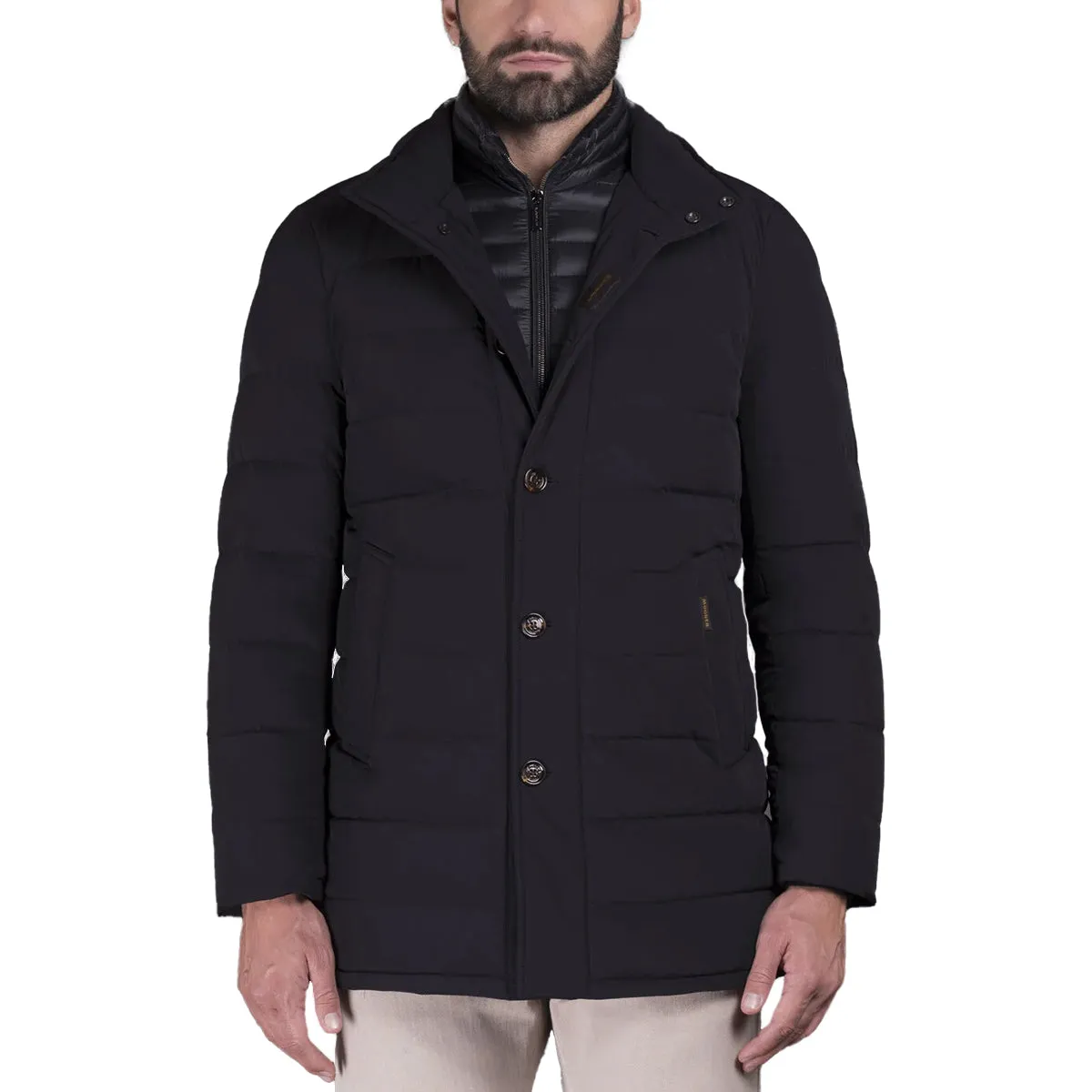 Moorer Dark Blue ‘Calegari’ Down-Filled Padded Coat