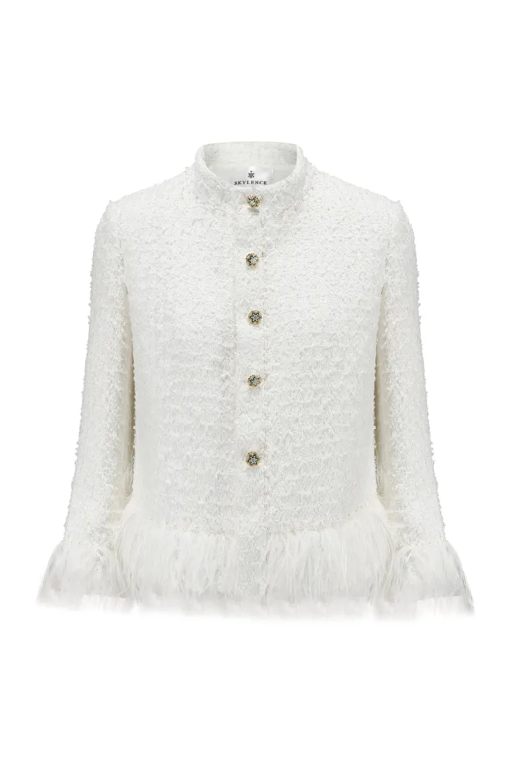 PEACE FEATHER BLAZER WHITE