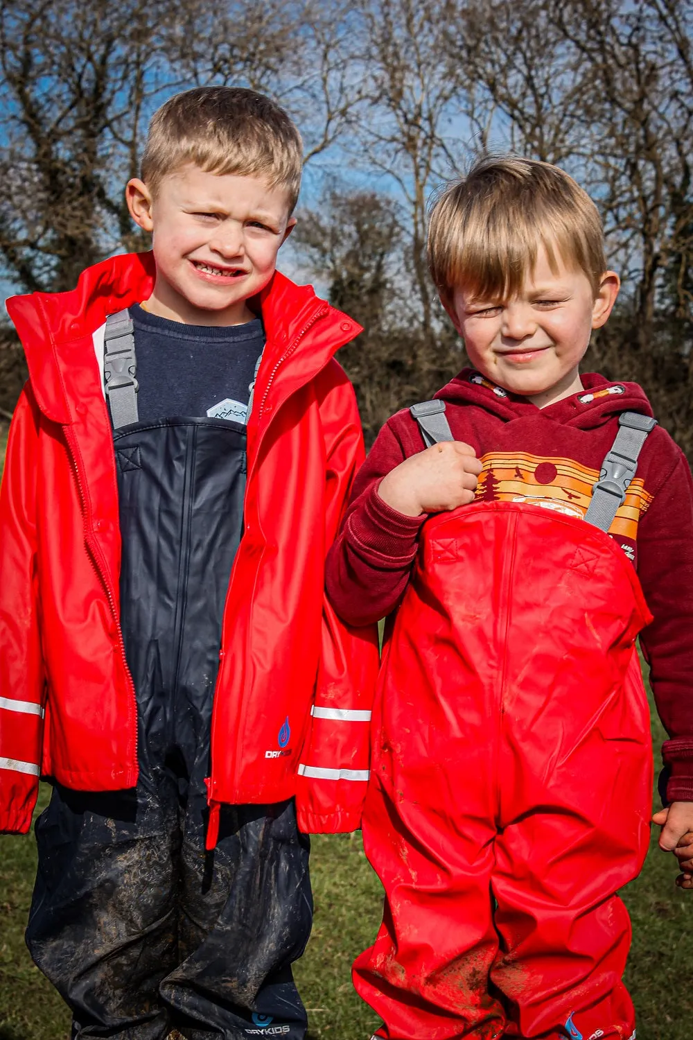 PU Splash Red Unlined Dungarees