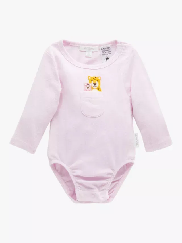 Purebaby Peekaboo Long Sleeve Bodysuit - Mother of Pearl