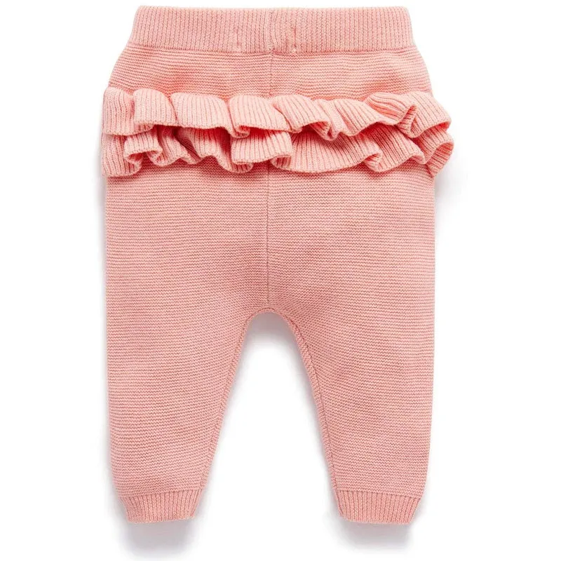 Purebaby Ruffle Knit Leggings - Blush Melange