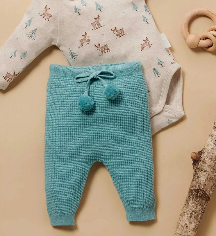 Purebaby Waffle Knit Legging - Moss Melange