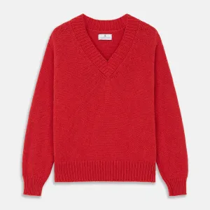 Raspberry Red Cashmere Edwards V-Neck Sweater