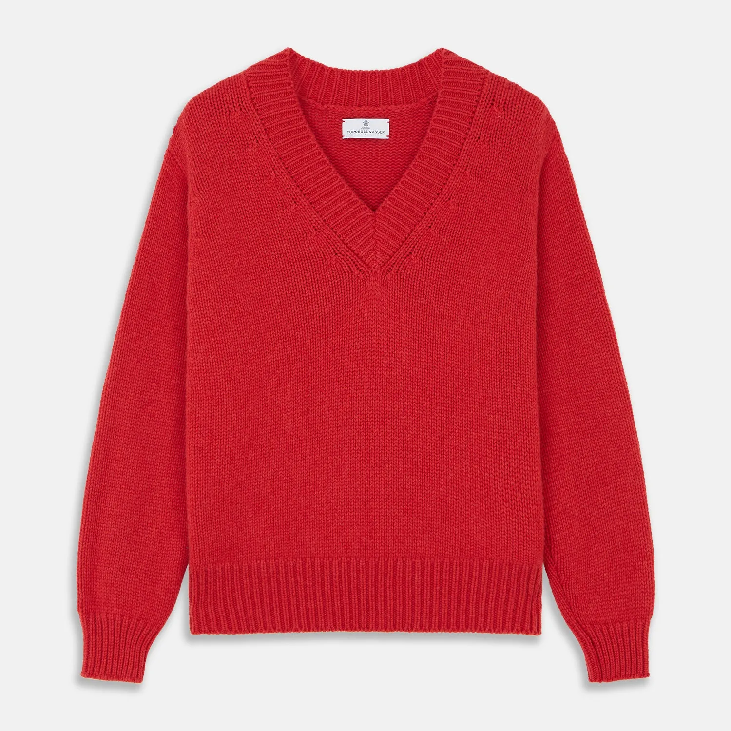 Raspberry Red Cashmere Edwards V-Neck Sweater