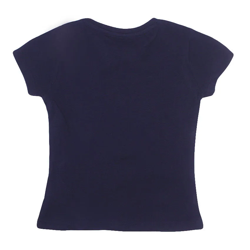 REDTAG Girl's Navy Casual T-Shirts