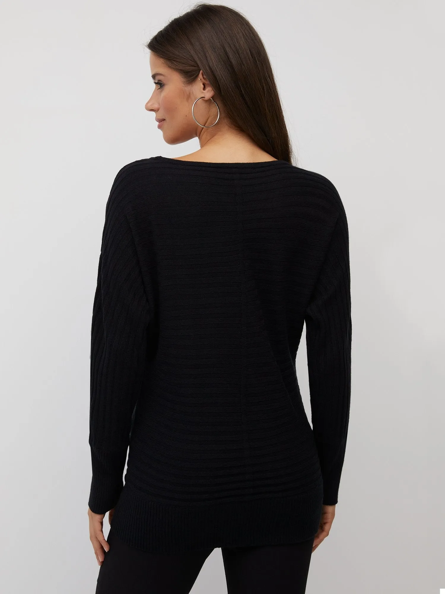 Ribbed Lace-Up Waist Dolman Sweater