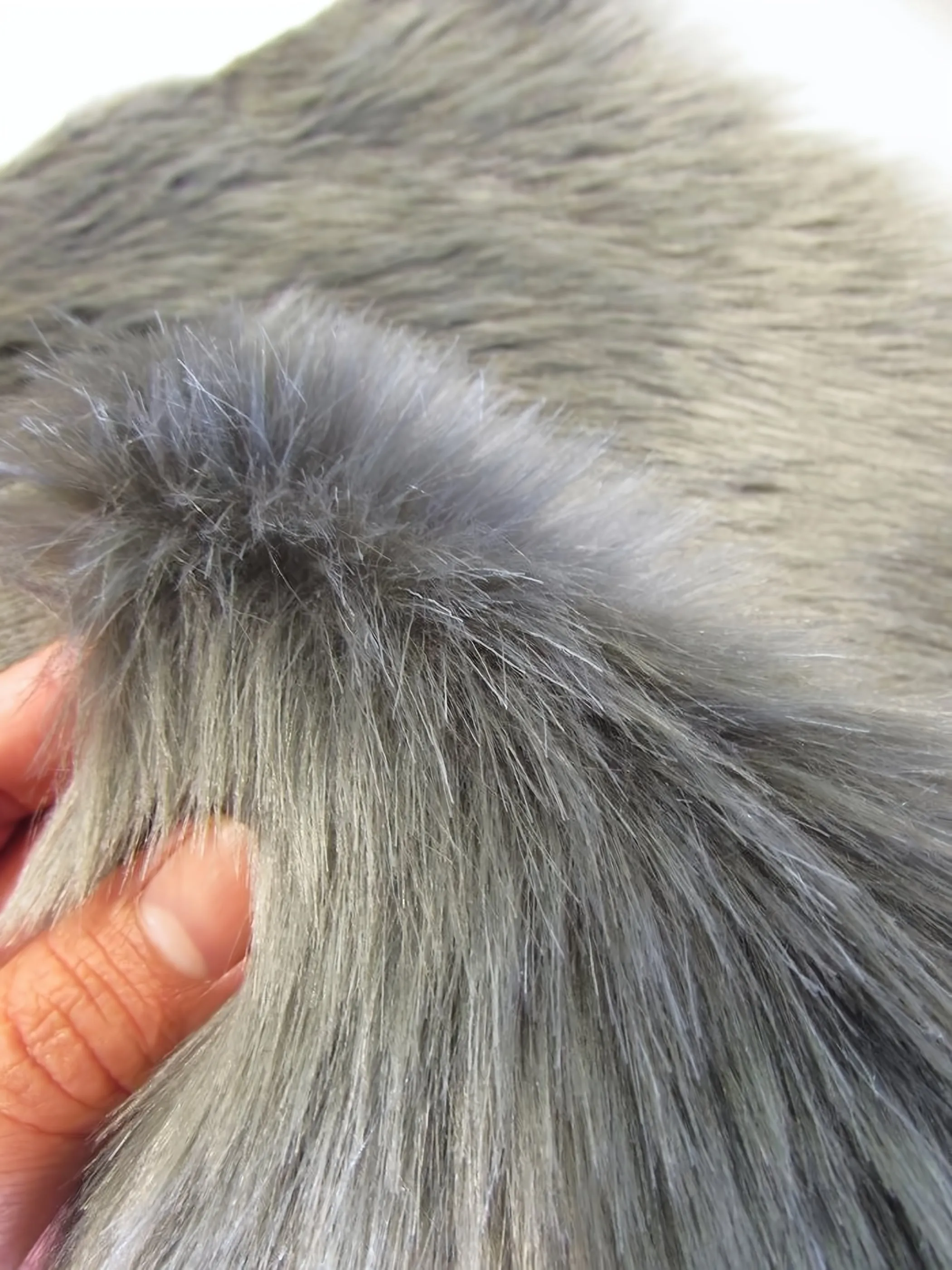 Short Shag Faux Fur Fabric / Pewter / Sold By The Yard (Closeout)