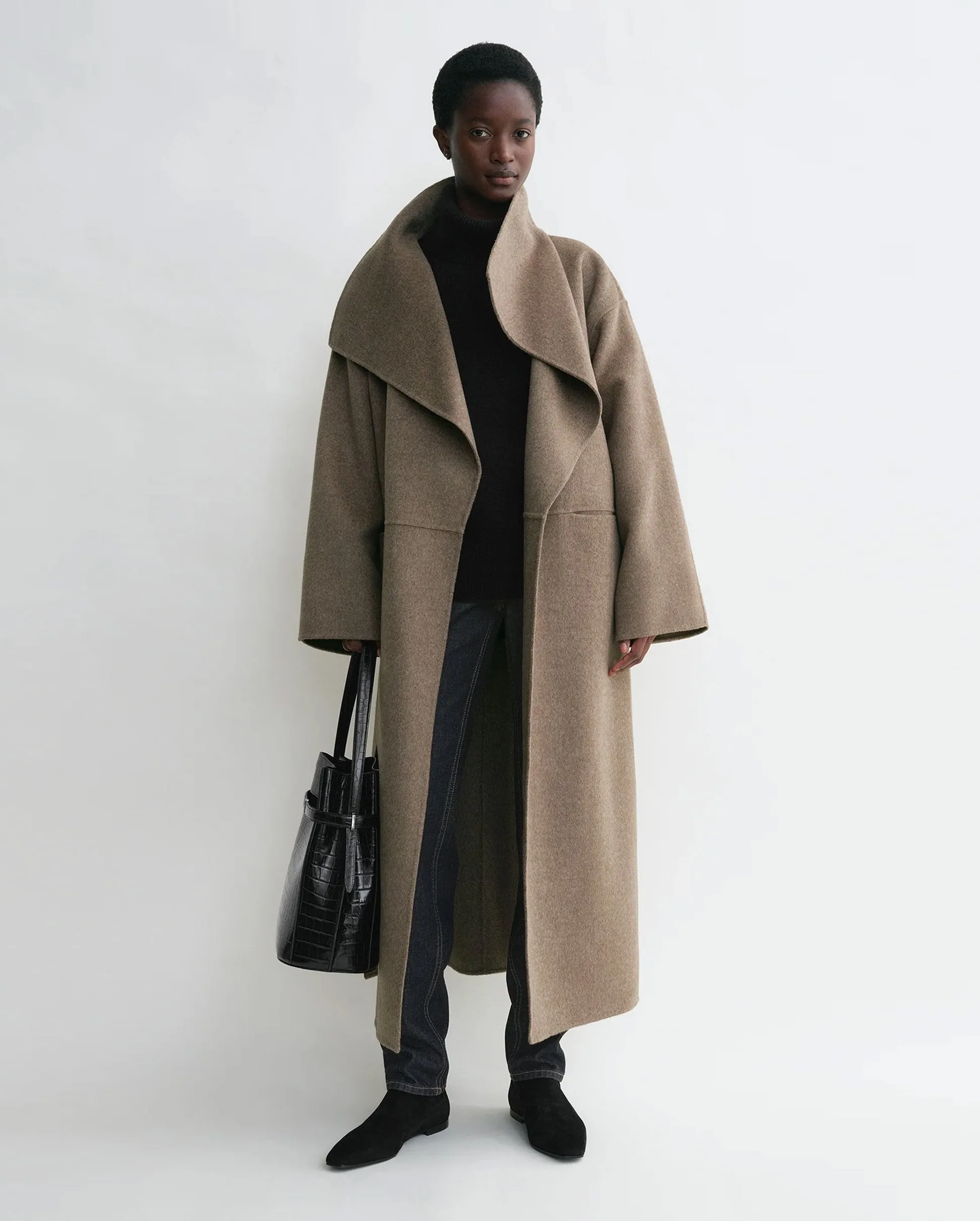 SIGNATURE WOOL CASHMERE COAT / OAK MELANGE