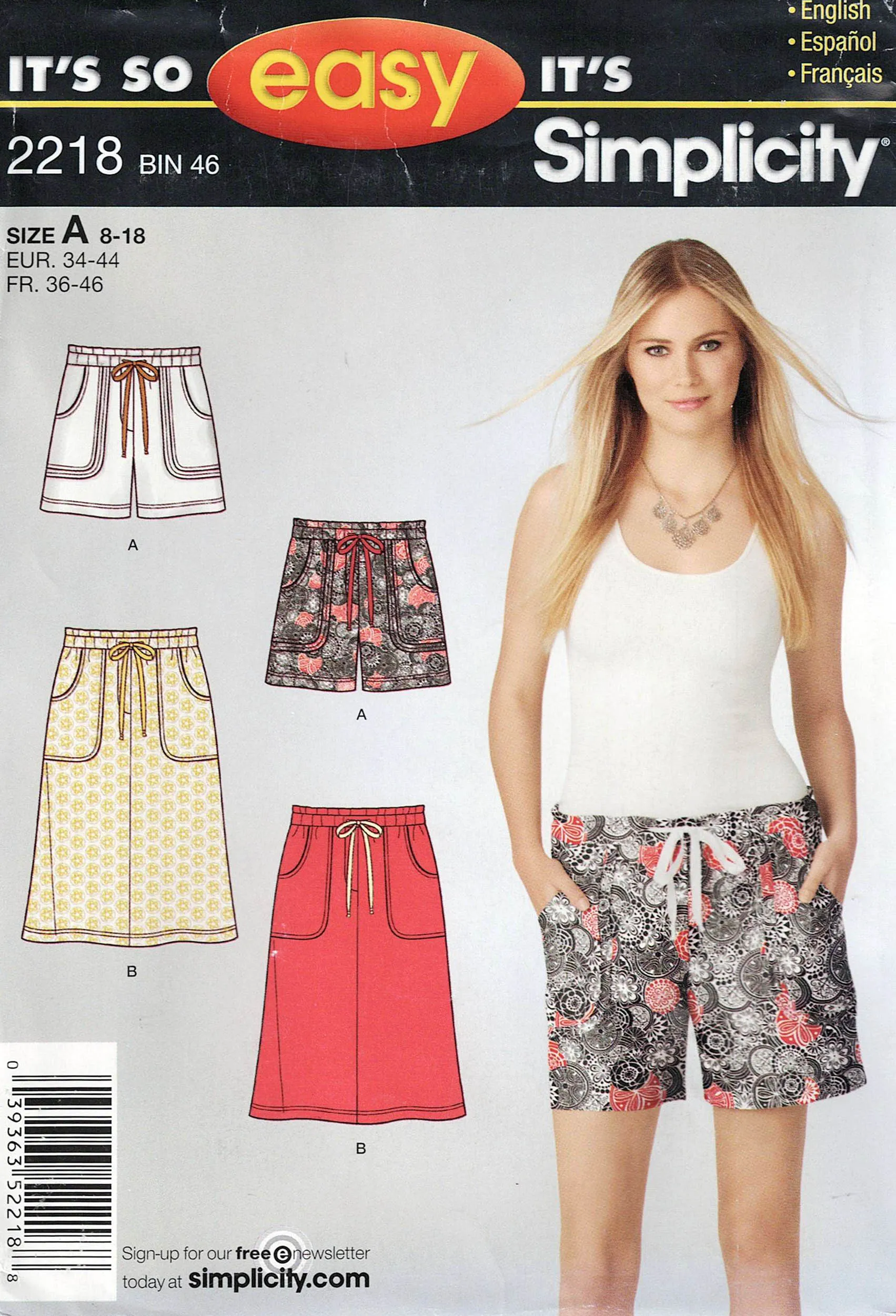 Simplicity 2218 Womens Hipster Skirts and Shorts Out Of Print Sewing Pattern Size 8 - 18 UNCUT Factory Folded