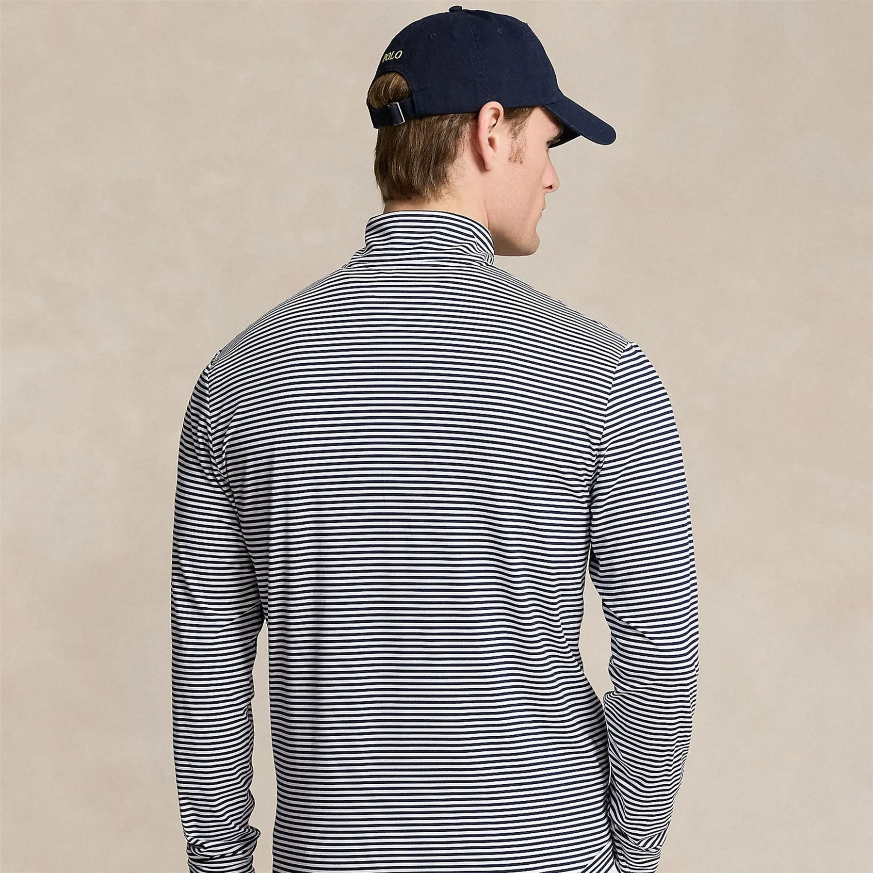 Striped Jersey Quarter Zip Pullover Refined Navy/Ceramic White - AW24