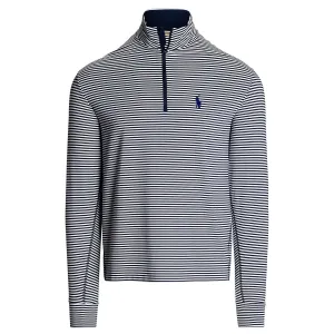 Striped Jersey Quarter Zip Pullover Refined Navy/Ceramic White - AW24