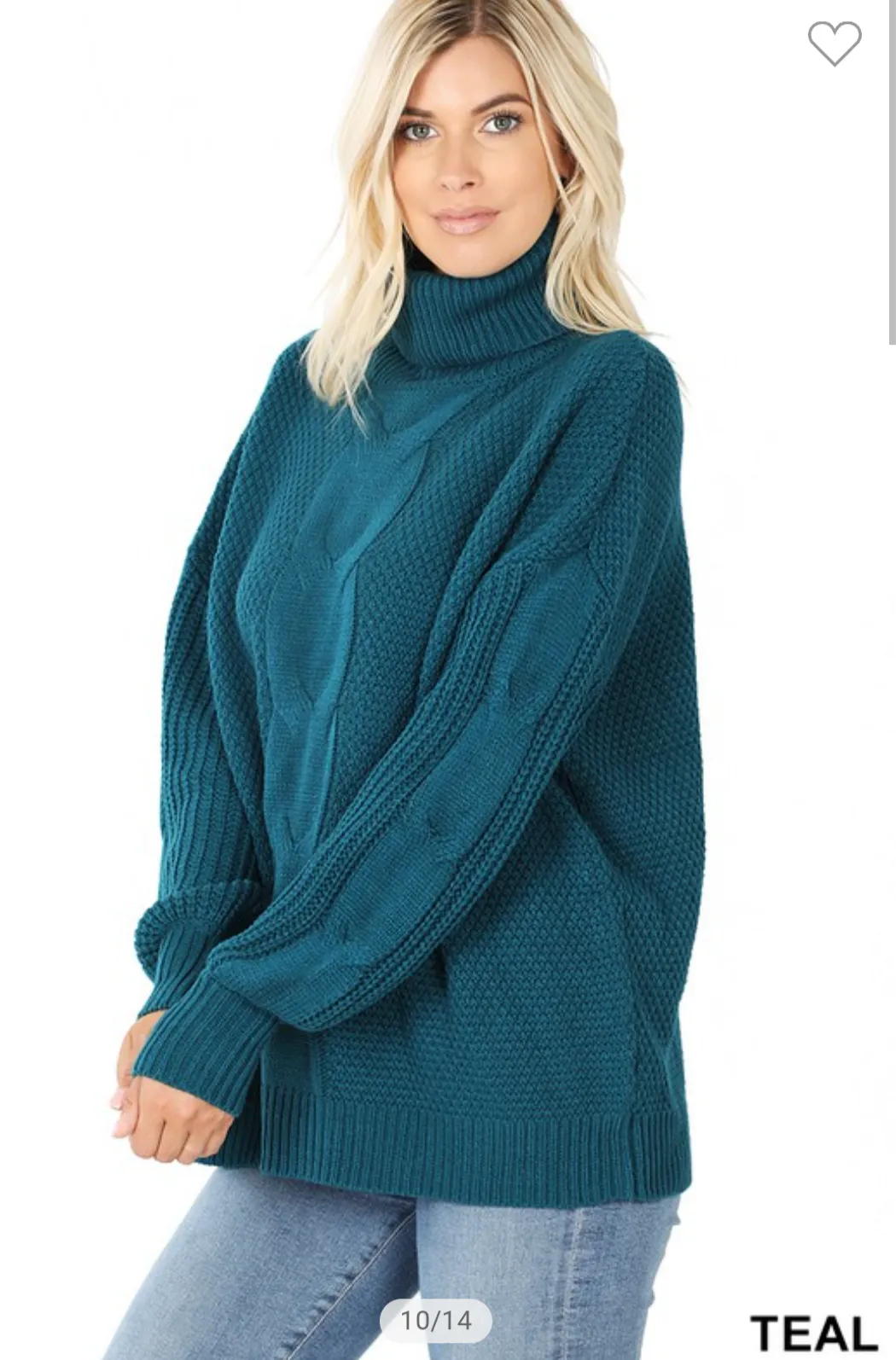 Teal Cable Knit Sweater