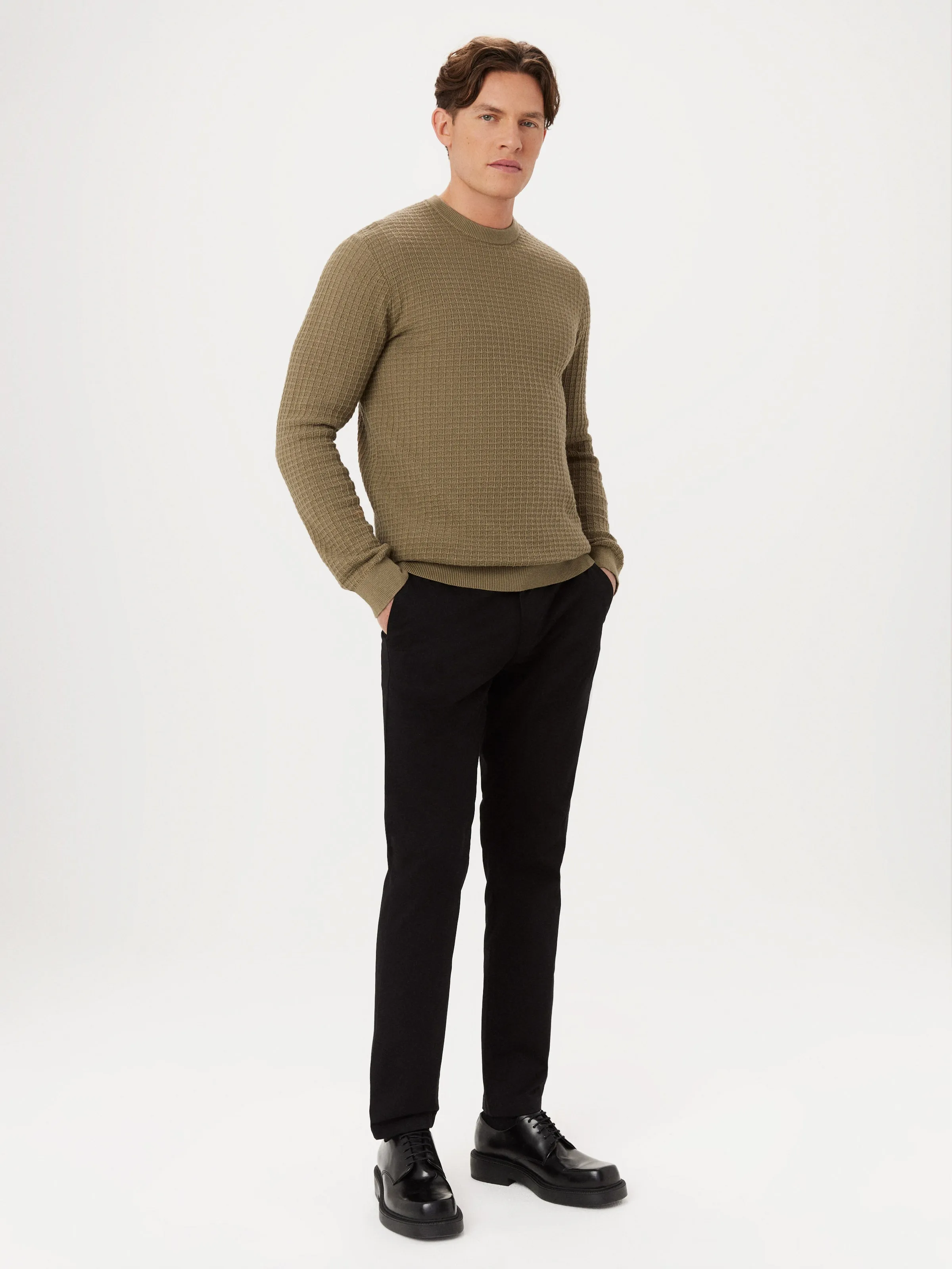 The SeaCell™ Waffle Sweater in Khaki