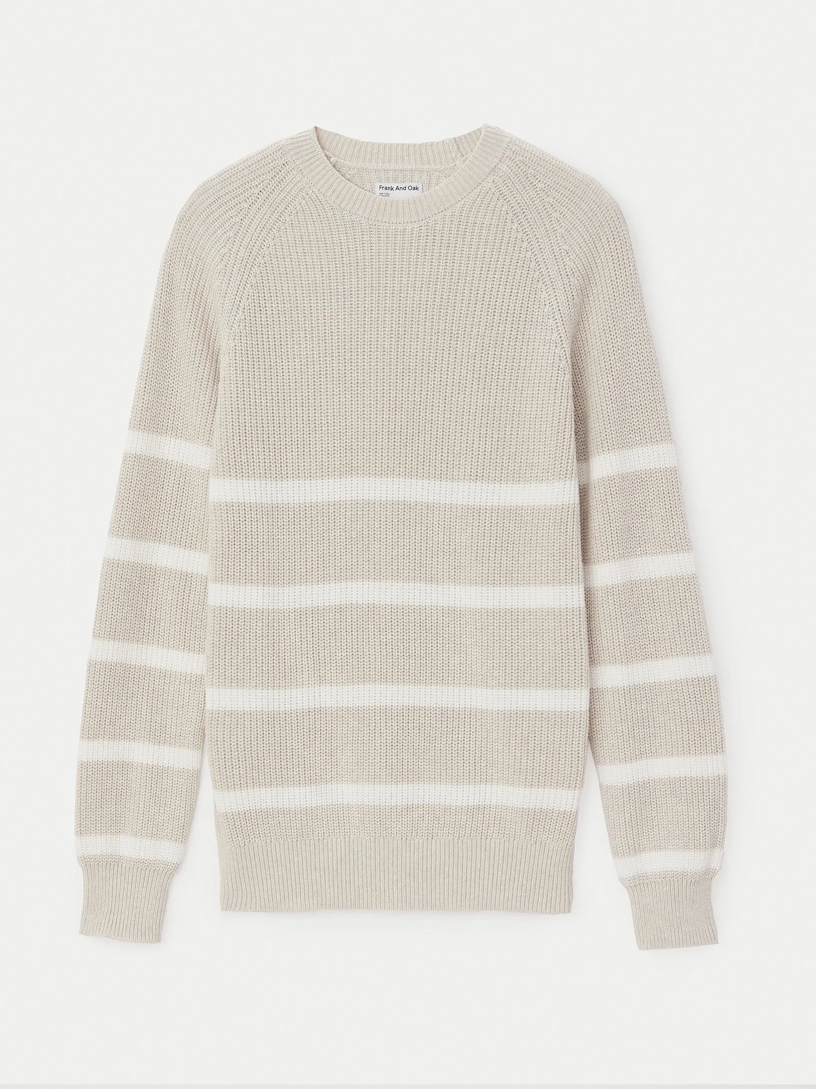 The Striped Crewneck Sweater in Moonlight Heather