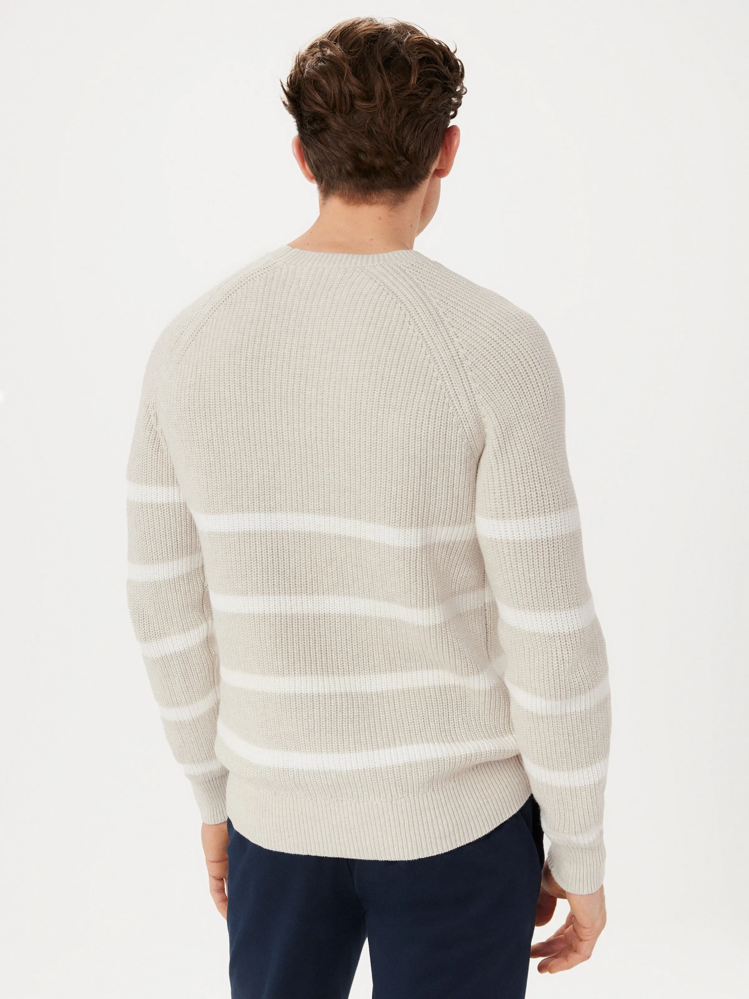 The Striped Crewneck Sweater in Moonlight Heather