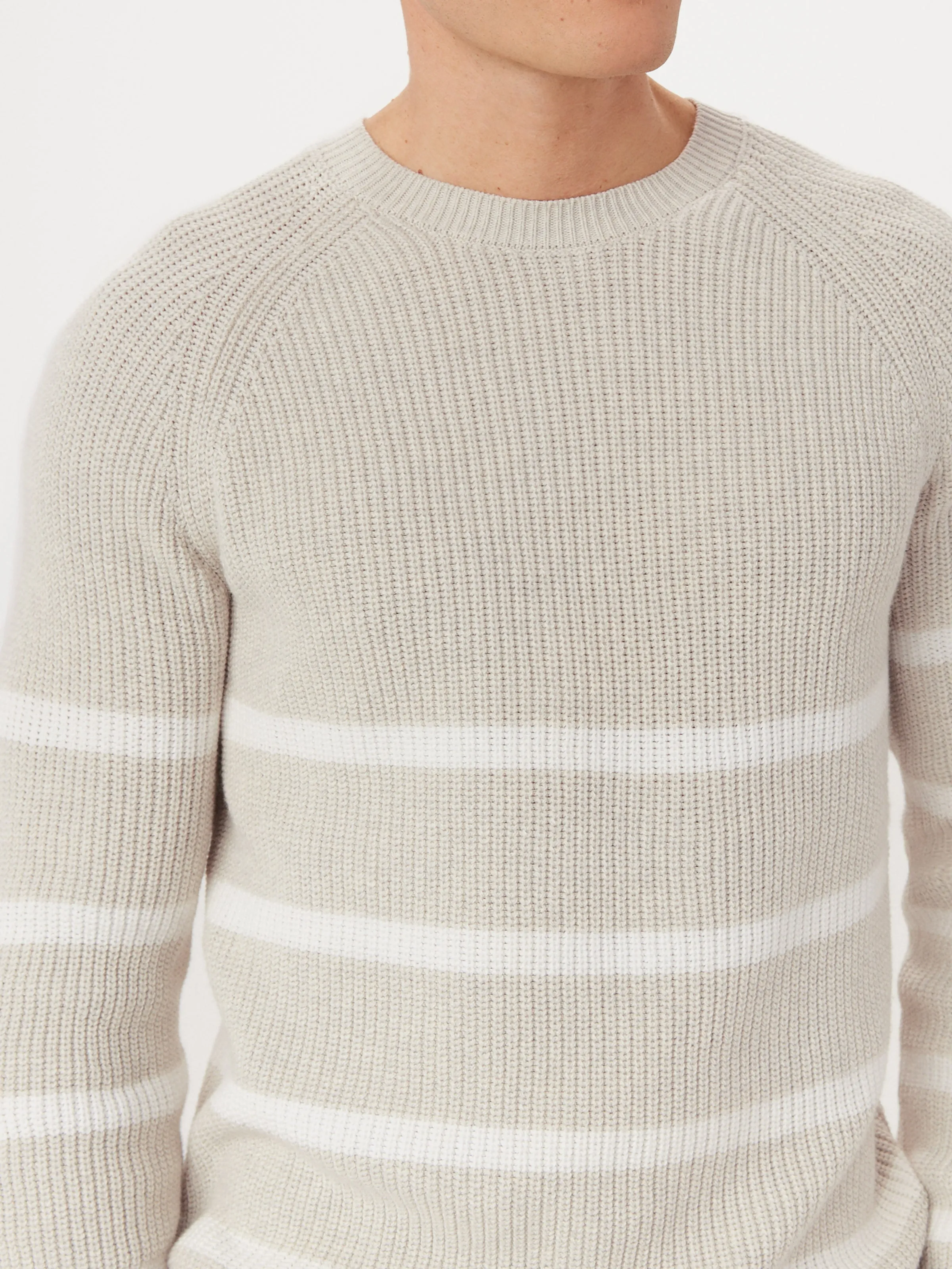 The Striped Crewneck Sweater in Moonlight Heather