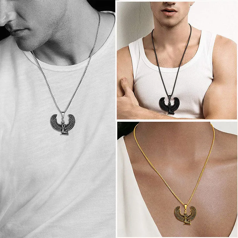 Tokyo Mart Men Ancient Egyptian Queen Necklace Tail Wing Pendant Pendant Jewelry Stainless Steel