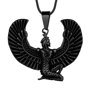 Tokyo Mart Men Ancient Egyptian Queen Necklace Tail Wing Pendant Pendant Jewelry Stainless Steel