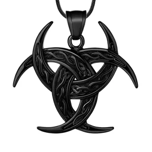 Tokyo Mart Men Celtic Knot Necklace Viking Pendant Jewelry Triple Odin Horn Crescent Moon