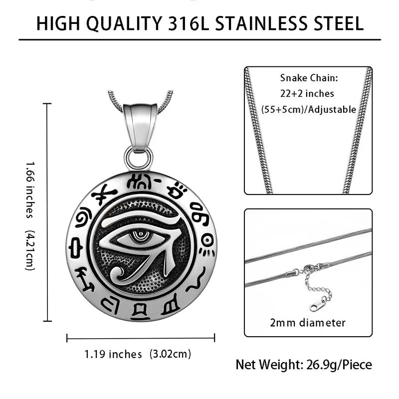 Tokyo Mart Men Eye of Horus Necklace Pendant Amulet Jewelry 316L Stainless Steel