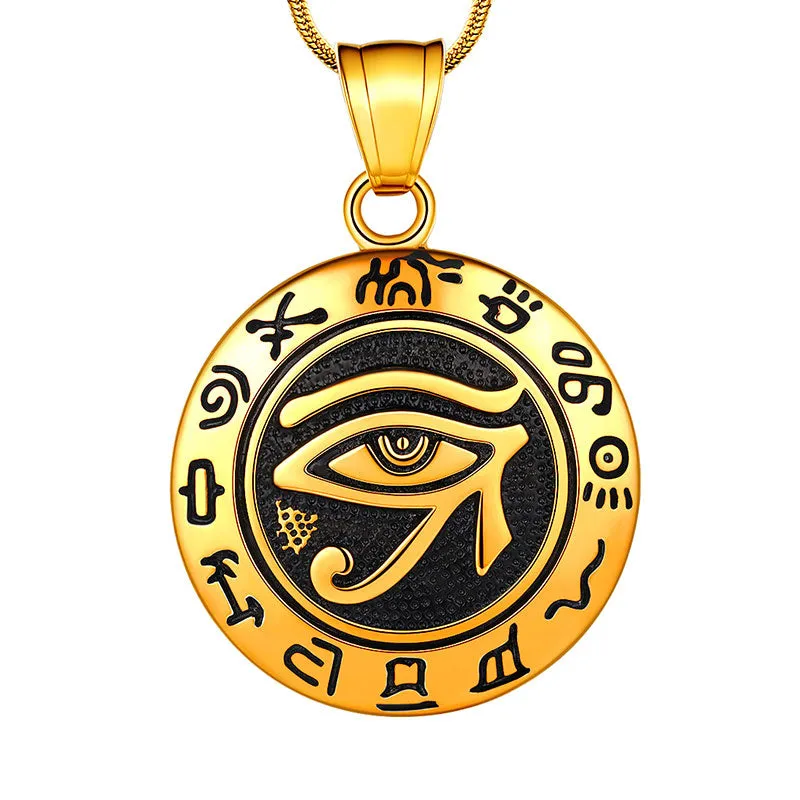 Tokyo Mart Men Eye of Horus Necklace Pendant Amulet Jewelry 316L Stainless Steel