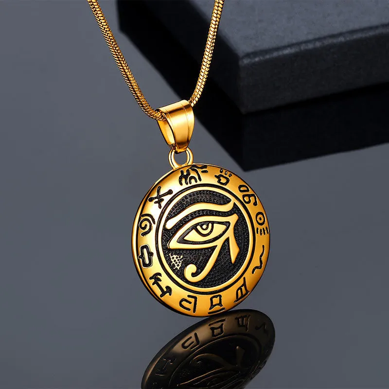 Tokyo Mart Men Eye of Horus Necklace Pendant Amulet Jewelry 316L Stainless Steel