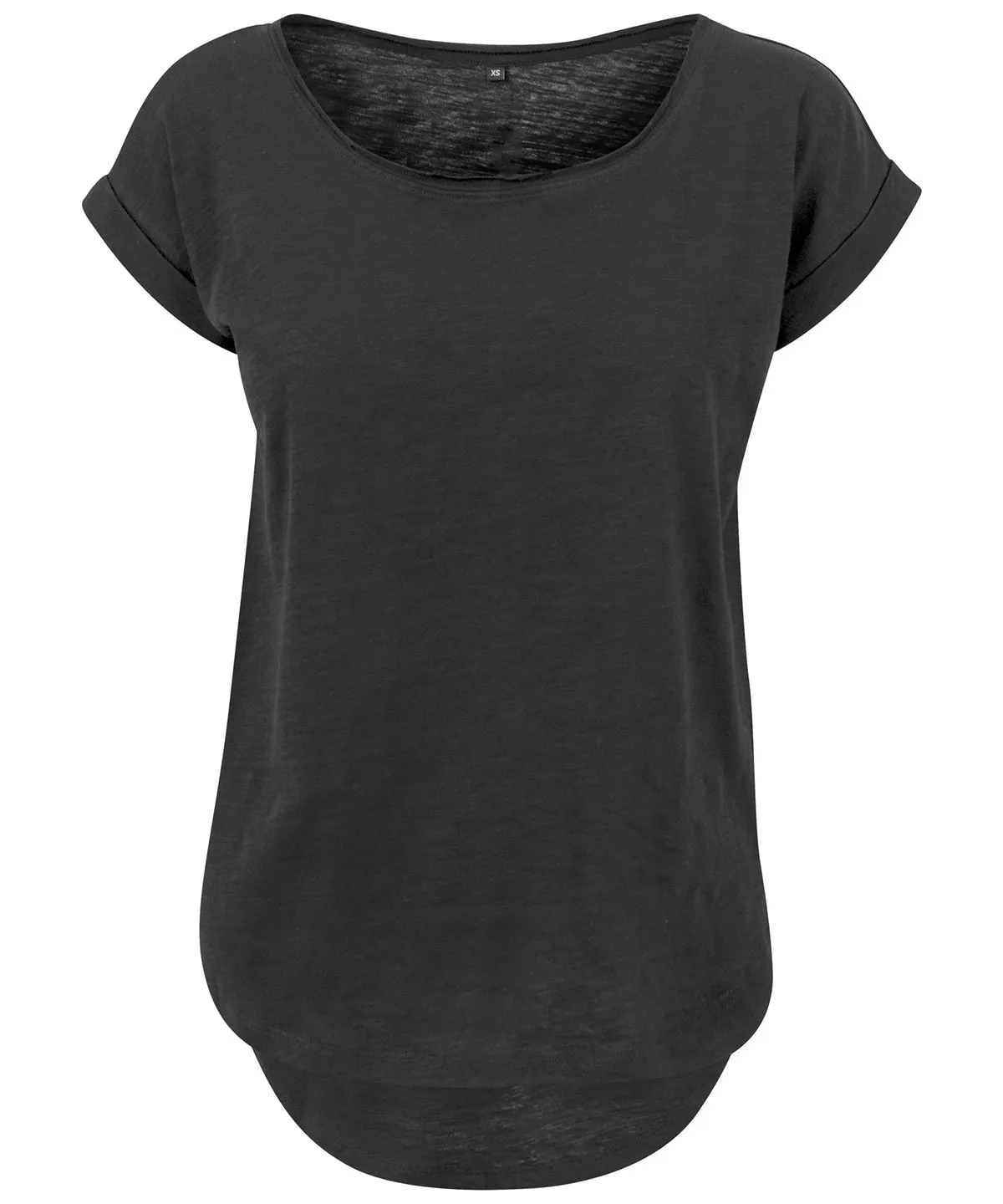 Womens long slub tee | Black