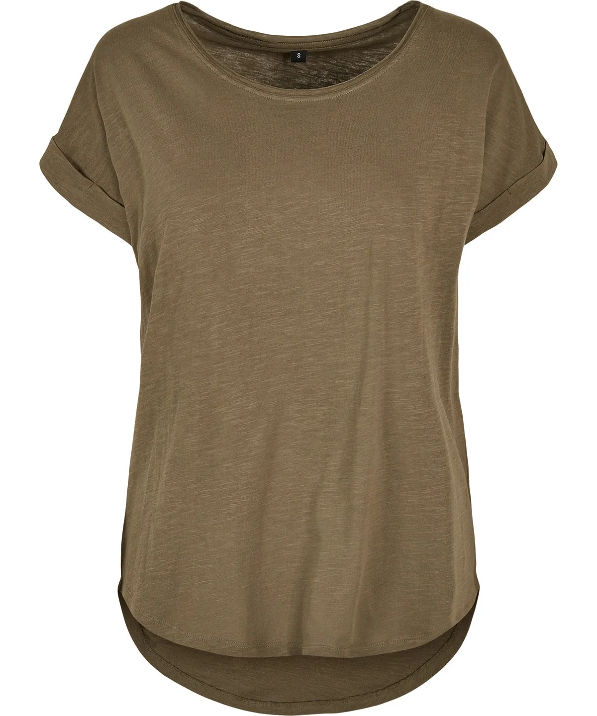 Womens long slub tee | Olive